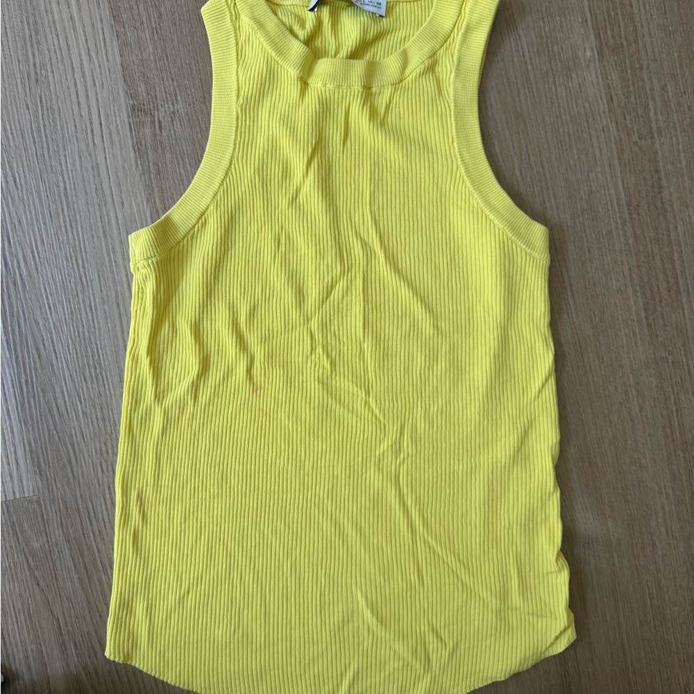 Zara Yellow Ribbed Tank Top